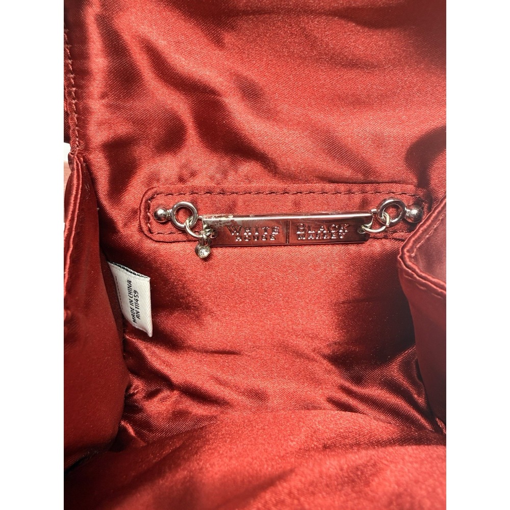 White House Black Market Red Satin Bow Evening Clutch Chain Strap Tassel WHBM - Picture 3 of 9